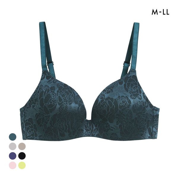 ジャガードモールド プレミアム ノンワイヤーブラジャー M L LL ワイヤレス 軽い ひびきにくい 単品 らくちん ストレスフリー 美胸