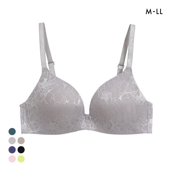 ジャガードモールド プレミアム ノンワイヤーブラジャー M L LL ワイヤレス 軽い ひびきにくい 単品 らくちん ストレスフリー 美胸