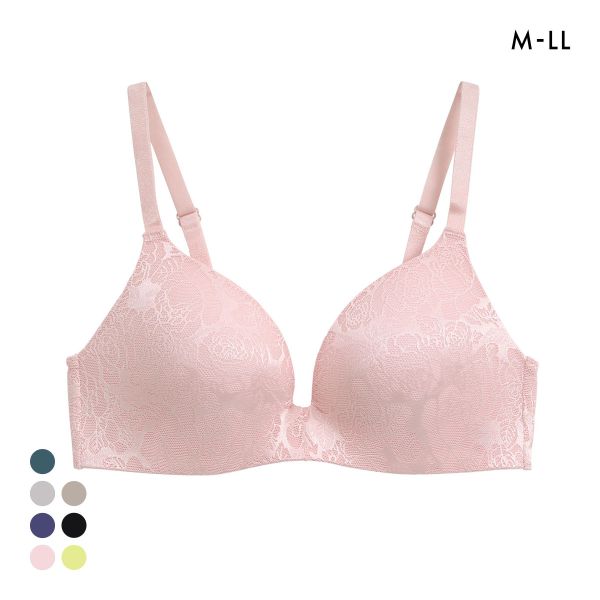 ジャガードモールド プレミアム ノンワイヤーブラジャー M L LL ワイヤレス 軽い ひびきにくい 単品 らくちん ストレスフリー 美胸