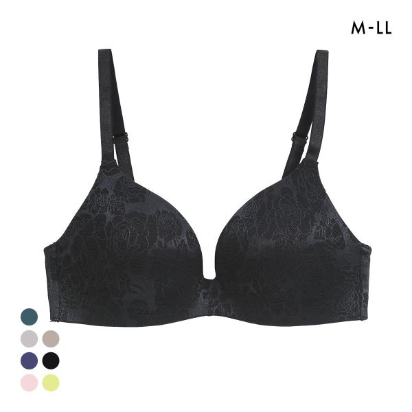 ジャガードモールド プレミアム ノンワイヤーブラジャー M L LL ワイヤレス 軽い ひびきにくい 単品 らくちん ストレスフリー 美胸