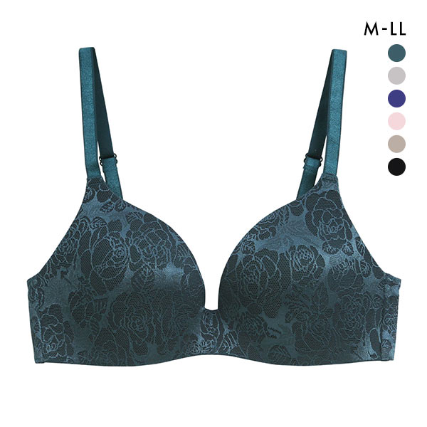 ジャガードモールド プレミアム ノンワイヤーブラジャー M L LL ワイヤレス 軽い ひびきにくい 単品 らくちん ストレスフリー 美胸