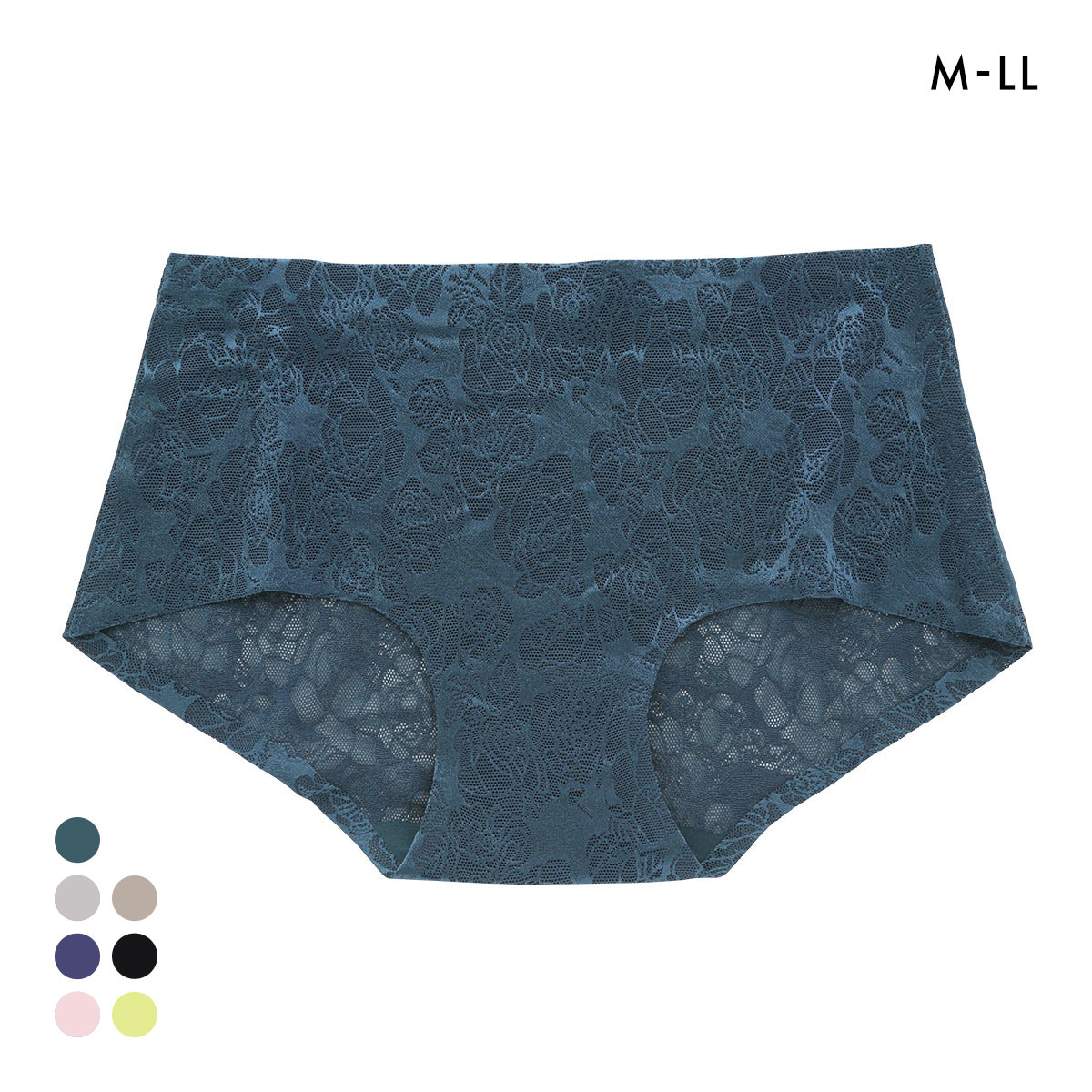 ジャガード プレミアム コンフォート ショーツ M L LL シームレス レース ひびきにくい 単品(GR-グリーン-M)