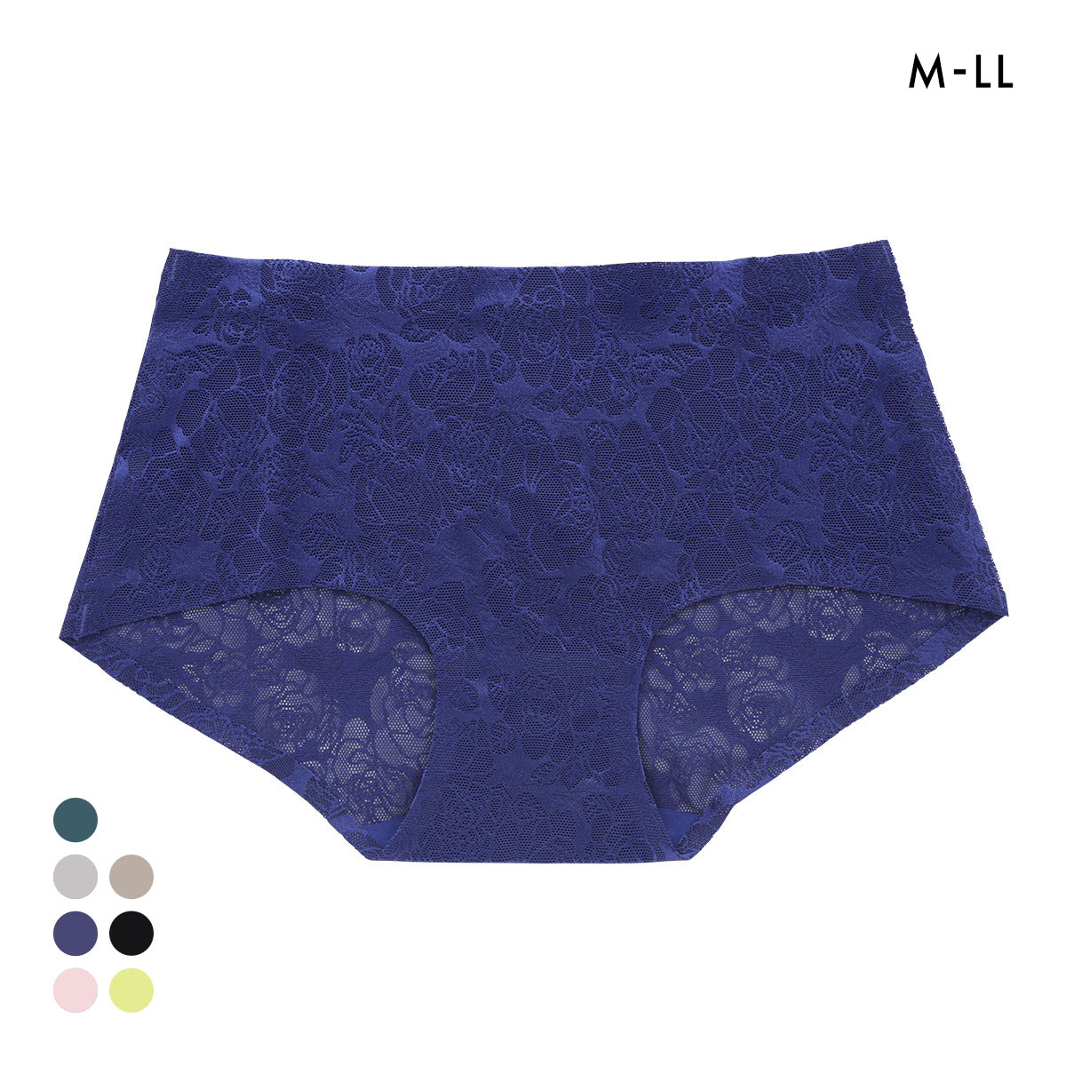 ジャガード プレミアム コンフォート ショーツ M L LL シームレス レース ひびきにくい 単品(NV-ネイビー-M)