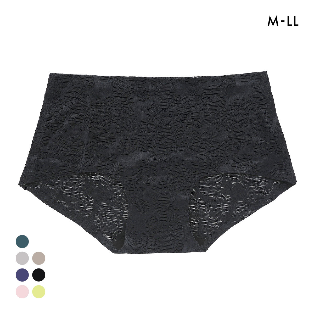 ジャガード プレミアム コンフォート ショーツ M L LL シームレス レース ひびきにくい 単品(BK-ブラック-M)