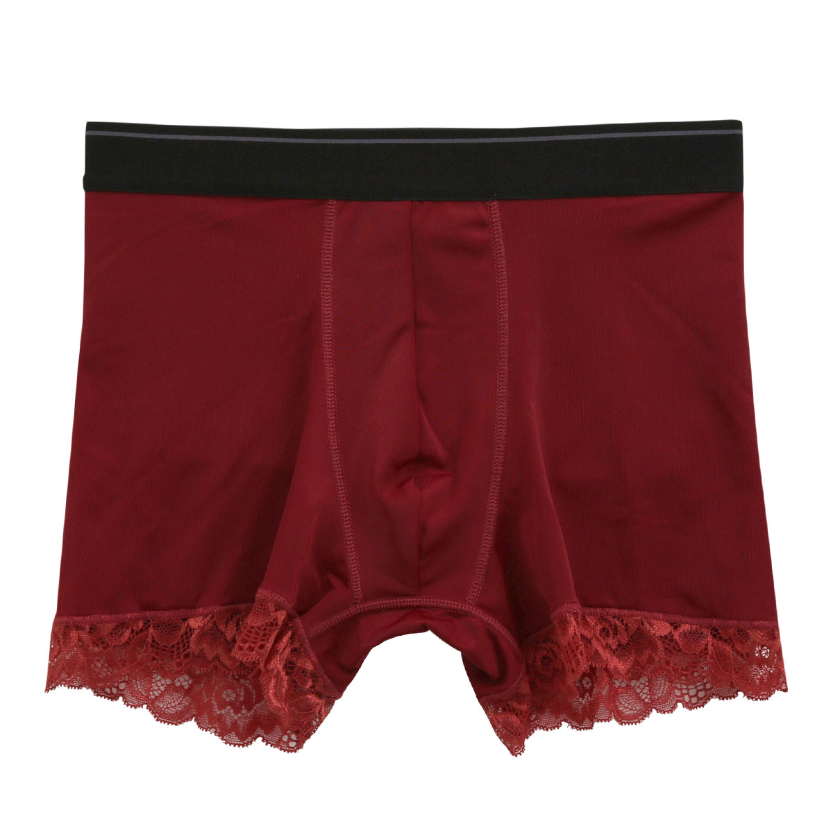 NEW SENSATION 足口レース ボクサーパンツ M L LL ショート丈 メンズ パンツ アウトゴム アンダーウェア ボクサーブリーフ(RE-レッド-M)