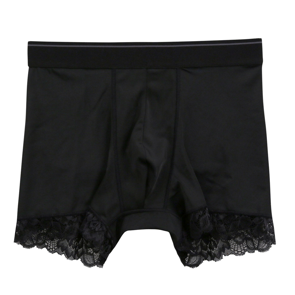 NEW SENSATION 足口レース ボクサーパンツ M L LL ショート丈 メンズ パンツ アウトゴム アンダーウェア ボクサーブリーフ(BK-ブラック-M)