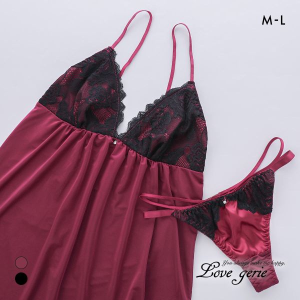 ラブジェリー アギシャンノワール キャミソール Tバックショーツ セット ML ベビードール タンガ セットアップ スリップ ナイトウェア Love gerie