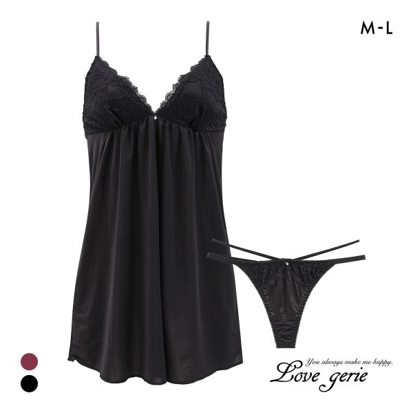ラブジェリー アギシャンノワール キャミソール Tバックショーツ セット ML ベビードール タンガ セットアップ スリップ ナイトウェア Love gerie