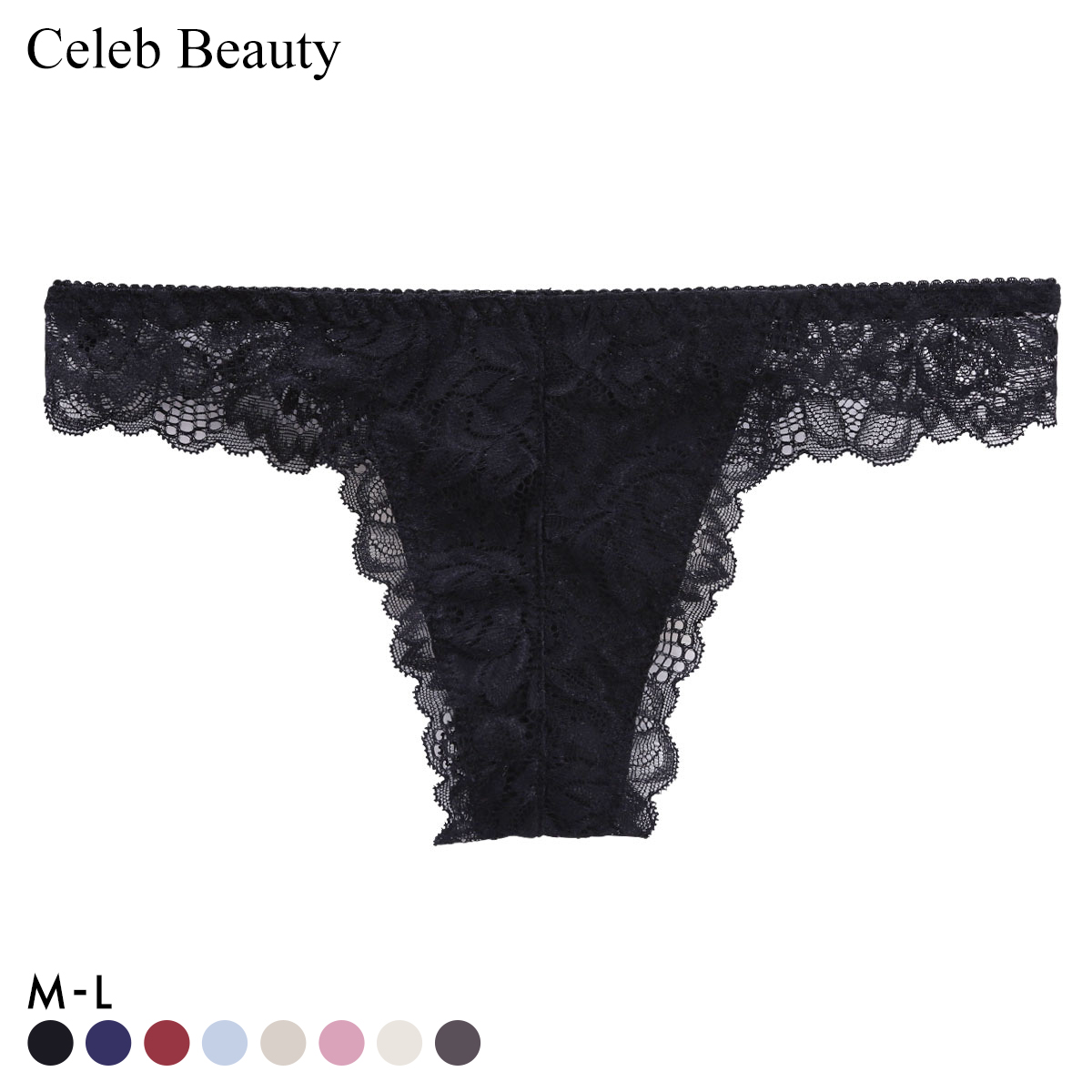 セレブビューティー Celeb Beauty Tバック ショーツ 総レース 単品(BK-ブラック-M)