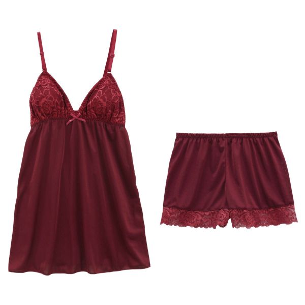 セレブビューティー Celeb Beauty ルームウェア パジャマ 上下セット シンプルレース キャミソール カップ付き ＆ タップパンツ