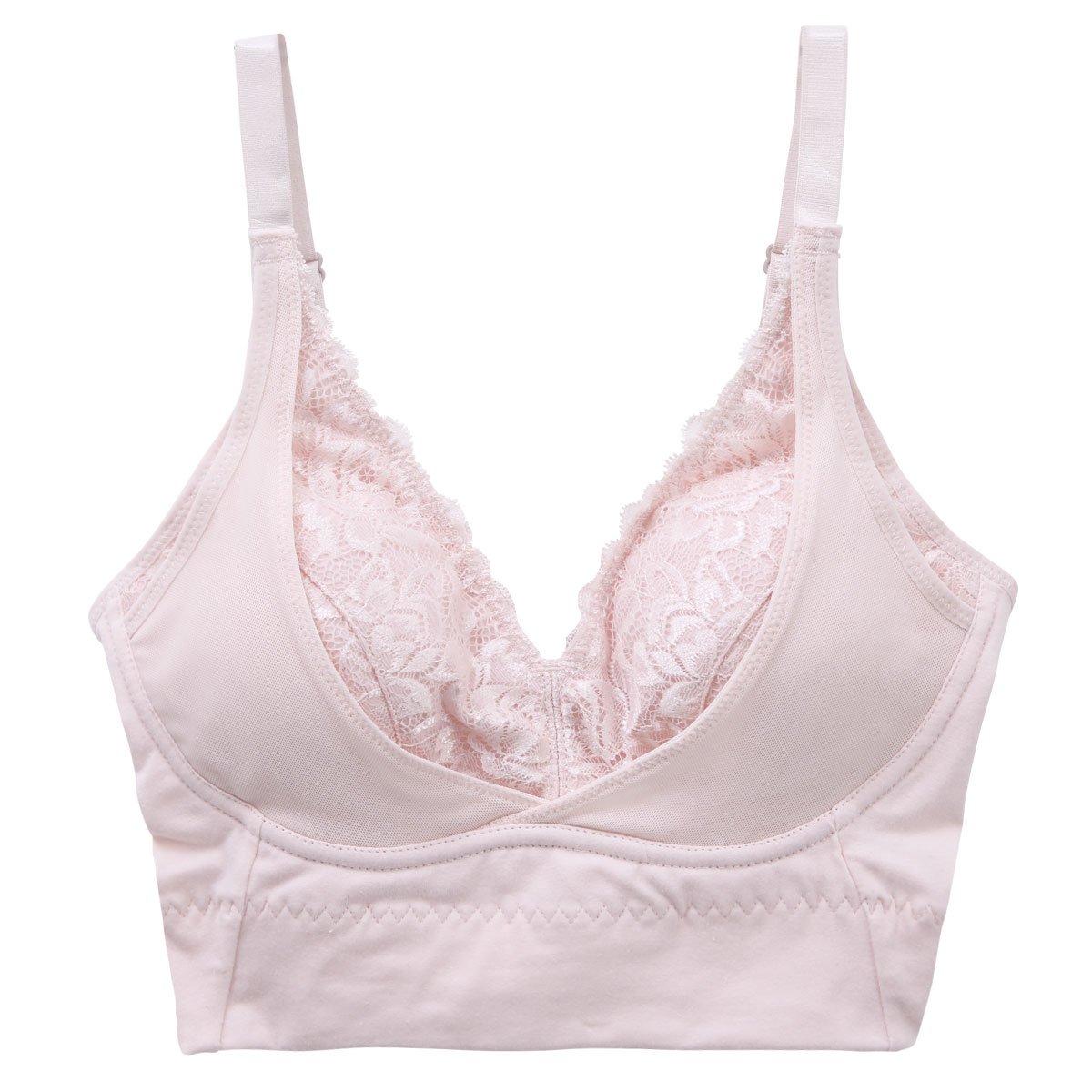 セレブビューティー Celeb Beauty 毎日ナイトブラ レース ハーフトップ ノンワイヤー ブラジャー ナイトブラ 育乳 谷間メイク 単品(PI-ピンク-S)