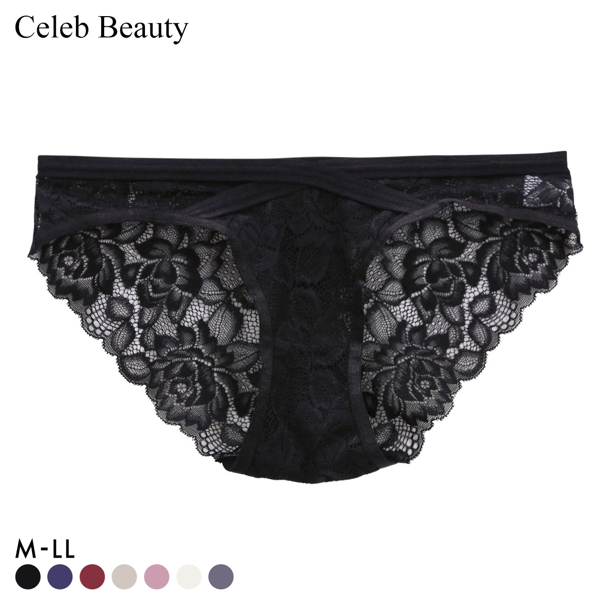 セレブビューティー Celeb Beauty レース ショーツガードル 補正下着 お腹押さえ ソフト 単品 総レース(BK-ブラック-M)