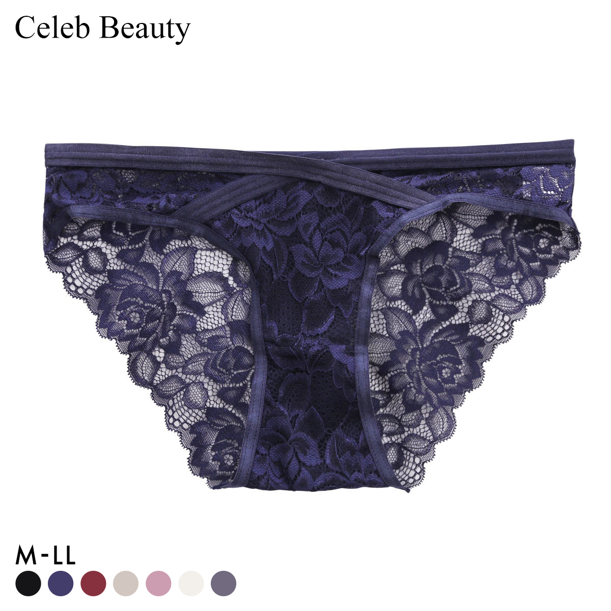 セレブビューティー Celeb Beauty レース ショーツガードル 補正下着 お腹押さえ ソフト 単品 総レース(NV-ネイビー-M)