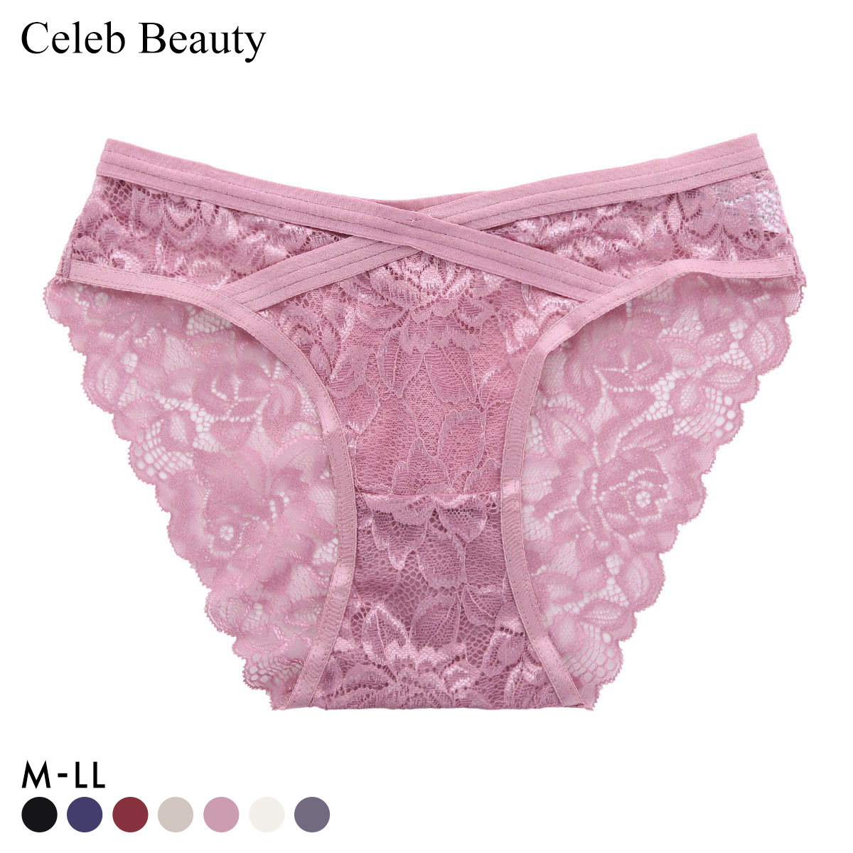 セレブビューティー Celeb Beauty レース ショーツガードル 補正下着 お腹押さえ ソフト 単品 総レース(PI-ピンク-M)