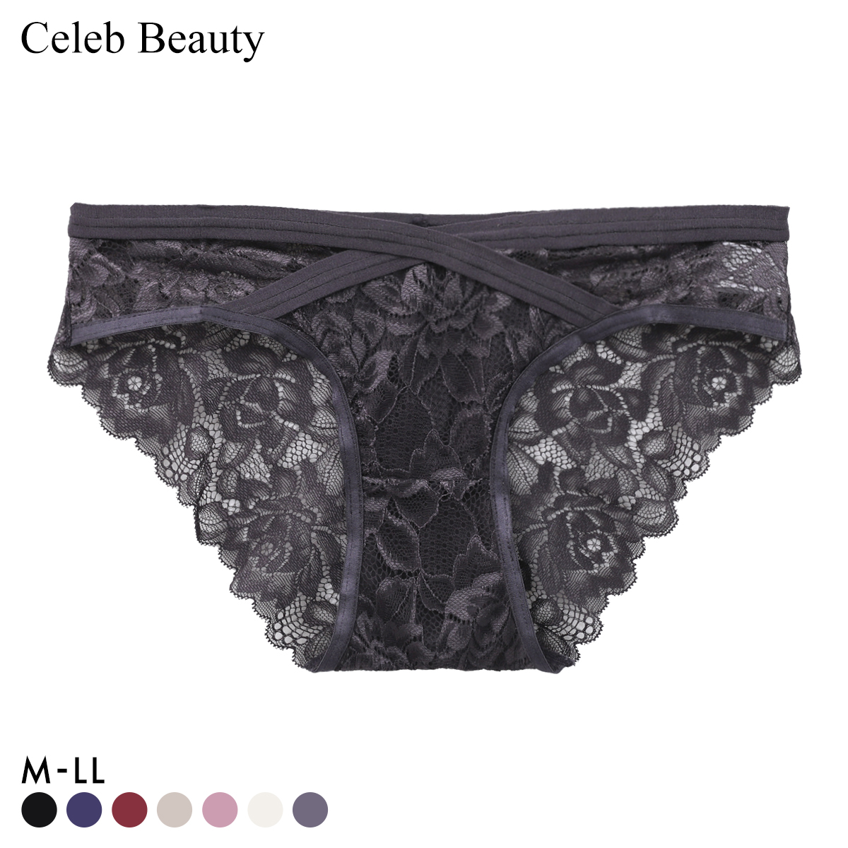 セレブビューティー Celeb Beauty レース ショーツガードル 補正下着 お腹押さえ ソフト 単品 総レース(CGY-チャコールグレー-M)