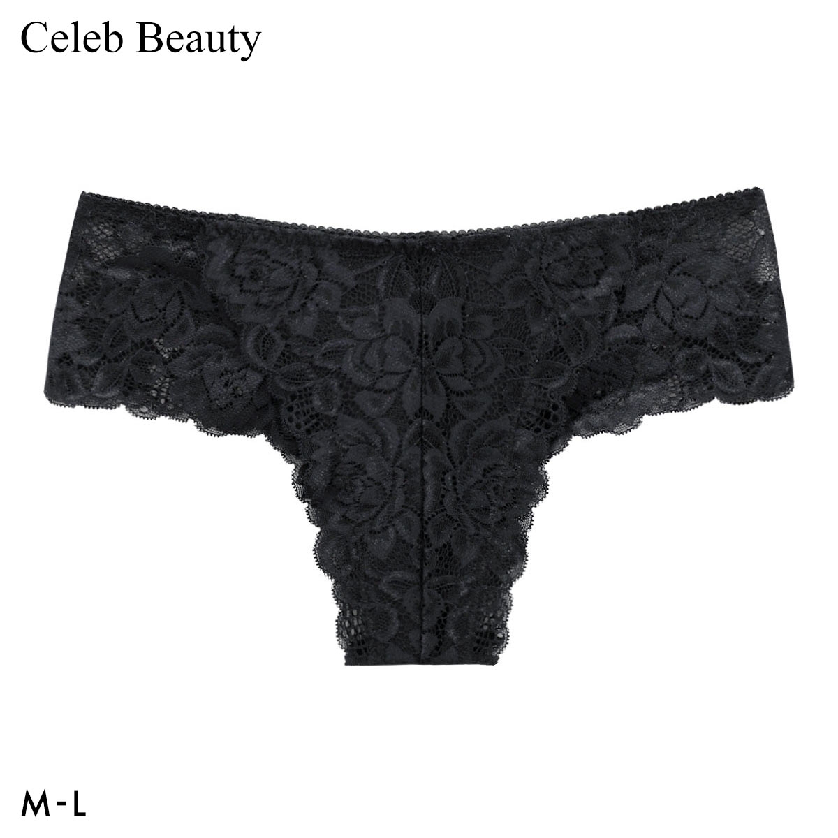 セレブビューティー レース ハーフバック ショーツ 総レース Tバック チーキー 単品 Celeb Beauty(BK-ブラック-M)