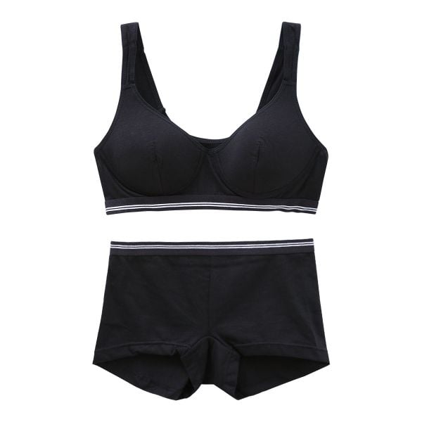 いつでもどこでも快適！ 綿混モールドカップ ノンワイヤーブラセット M L LL ショーツ ハーフトップ ブラトップ ボーイレングス