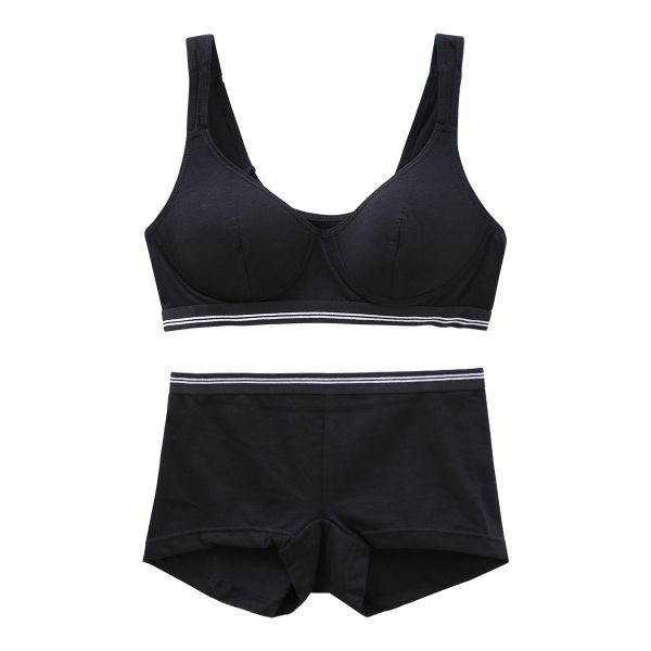 いつでもどこでも快適！ 綿混モールドカップ ノンワイヤーブラセット M L LL ショーツ ハーフトップ ブラトップ ボーイレングス