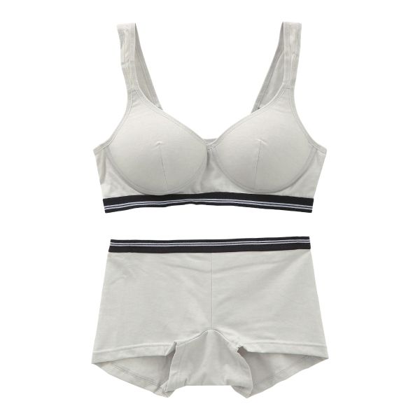 いつでもどこでも快適！ 綿混モールドカップ ノンワイヤーブラセット M L LL ショーツ ハーフトップ ブラトップ ボーイレングス