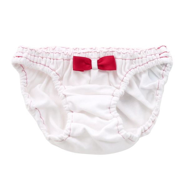 ラポーム La-Pomme by petite mignon リボン付き カラーステッチ コットン スキャンティー フルバック レディース 日本製 単品