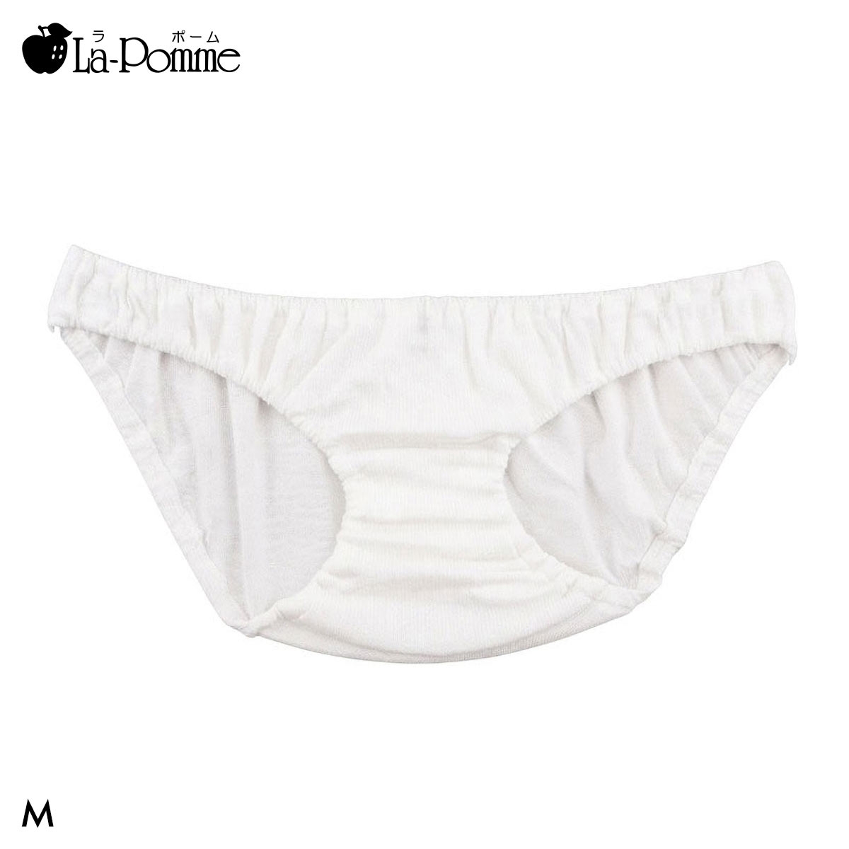 ラポーム by petite mignon ローライズ コットン スキャンティ レディース インゴム フルバック ショーツ 日本製 La-Pomme(WH-ホワイト-M)