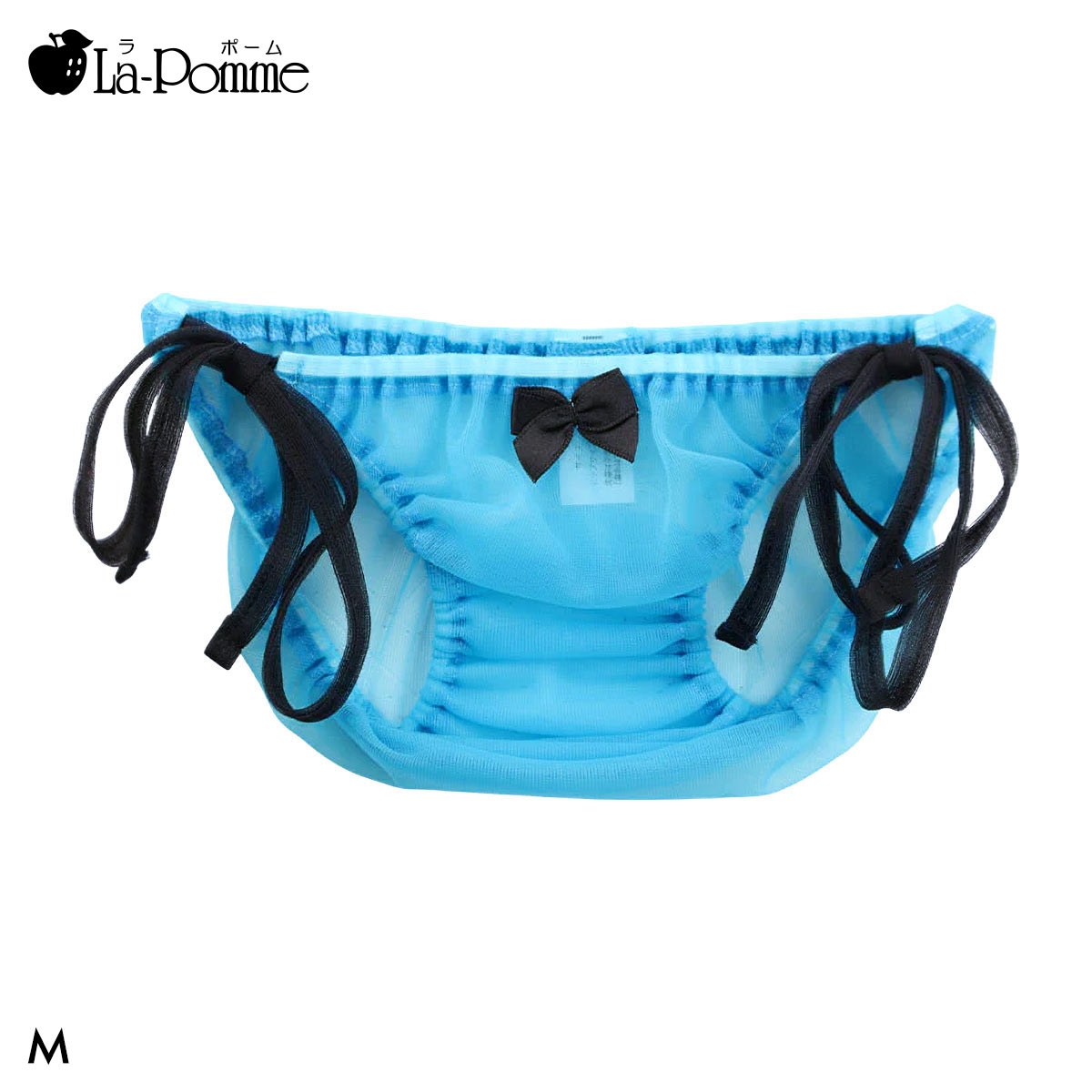 ラポーム La-Pomme by petite mignon 20ハーフ生地 横ヒモ スキャンティ フルバック ショーツ レディース インゴム 日本製(SX-サックス-M)