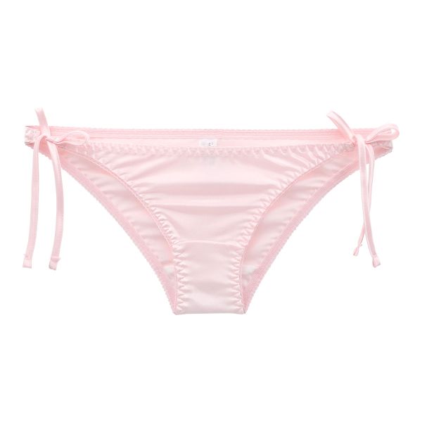 ラポーム La-Pomme サテン地 脇ヒモ フルバック ショーツ レディース サイドリボン 紐パン 日本製 単品