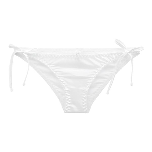 ラポーム La-Pomme サテン地 脇ヒモ フルバック ショーツ レディース サイドリボン 紐パン 日本製 単品