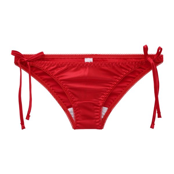 ラポーム La-Pomme サテン地 脇ヒモ フルバック ショーツ レディース サイドリボン 紐パン 日本製 単品