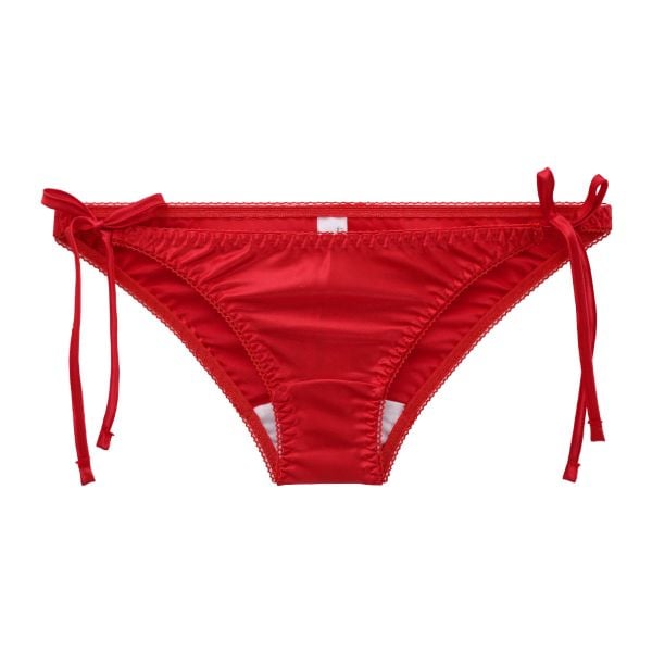 ラポーム La-Pomme サテン地 脇ヒモ フルバック ショーツ レディース サイドリボン 紐パン 日本製 単品