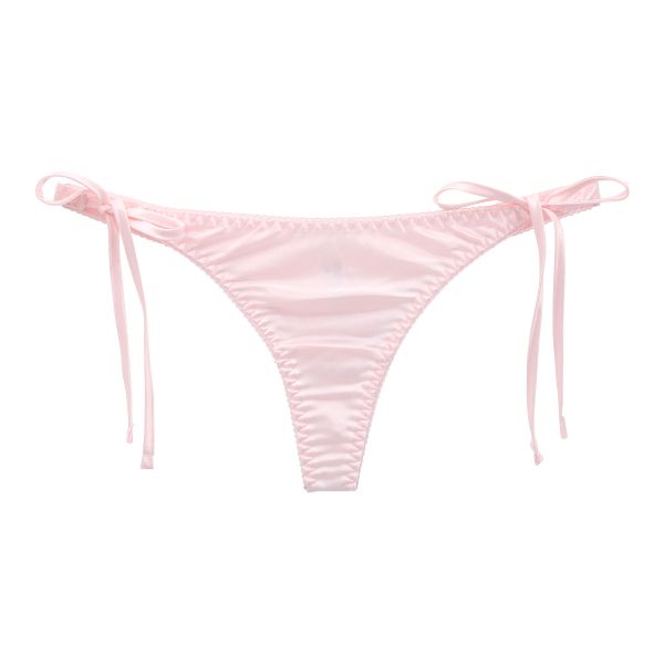 ラポーム La-Pomme サテン地 脇ヒモ Tバック ショーツ レディース サイドリボン 紐パン 日本製 単品