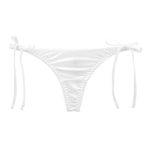 ラポーム La-Pomme サテン地 脇ヒモ Tバック ショーツ レディース サイドリボン 紐パン 日本製 単品