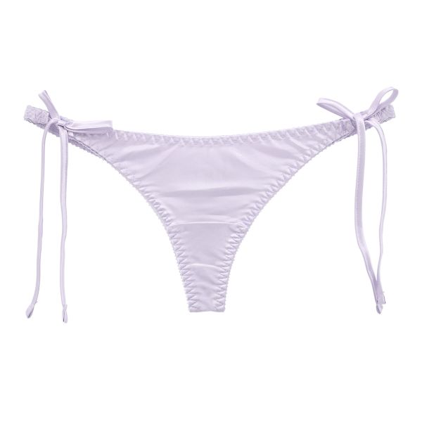 ラポーム La-Pomme サテン地 脇ヒモ Tバック ショーツ レディース サイドリボン 紐パン 日本製 単品