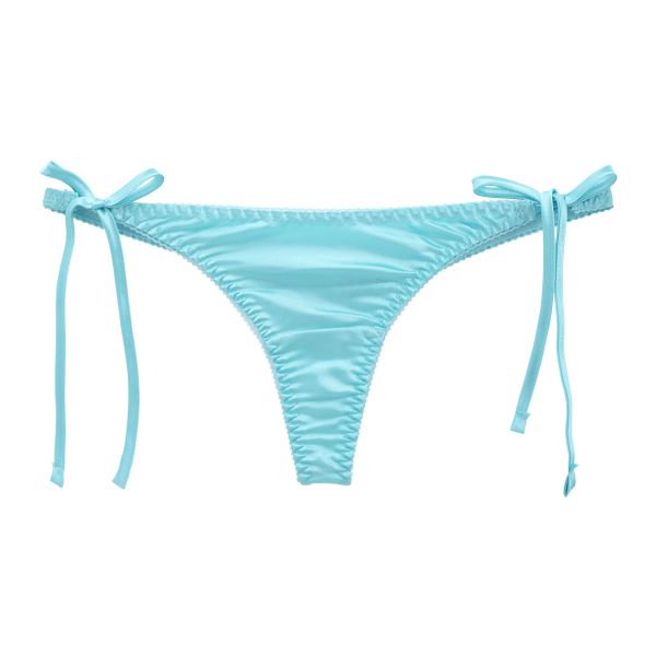 ラポーム La-Pomme サテン地 脇ヒモ Tバック ショーツ レディース サイドリボン 紐パン 日本製 単品