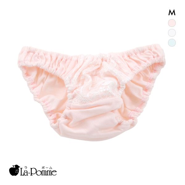 ラポーム フロントレース コットン スキャンティー フルバック レディース インゴム 日本製 La-Pomme by petite mignon