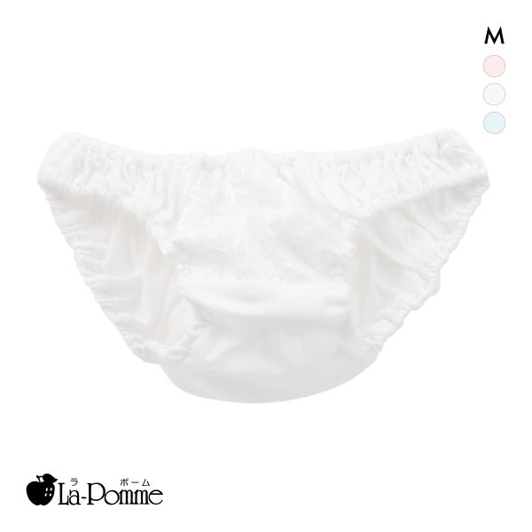 ラポーム フロントレース コットン スキャンティー フルバック レディース インゴム 日本製 La-Pomme by petite mignon