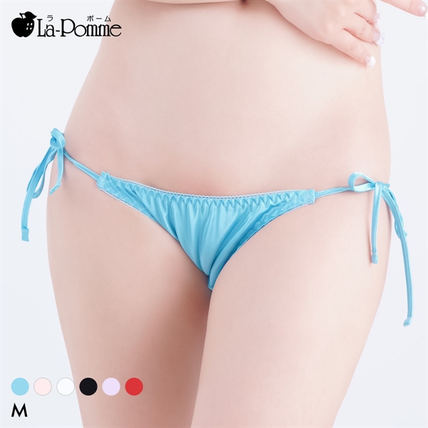 ラポーム サテン 横ヒモ フルバック ショーツ レディース 紐パン 日本製 単品 La-Pomme
