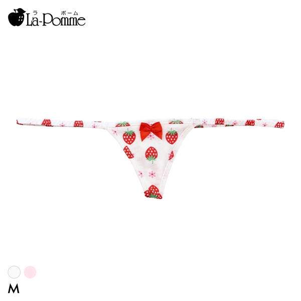 ラポーム イチゴ柄 Tバック コットン スキャンティー ショーツ レディース 日本製 単品 La-Pomme