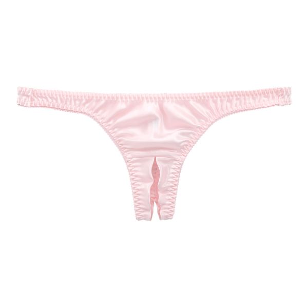 ラポーム La-Pomme サテン地 オープンクロッチ Tバック ショーツ レディース 日本製 股割れ セクシー 単品