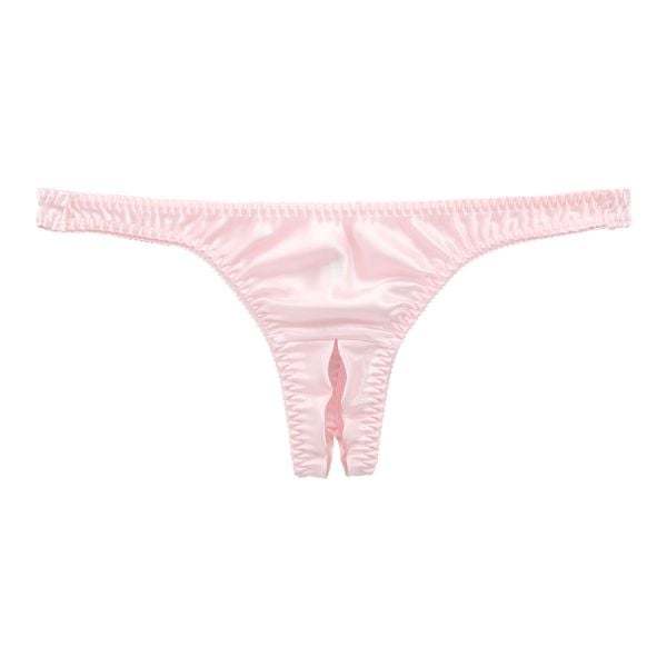 ラポーム La-Pomme サテン地 オープンクロッチ Tバック ショーツ レディース 日本製 股割れ セクシー 単品