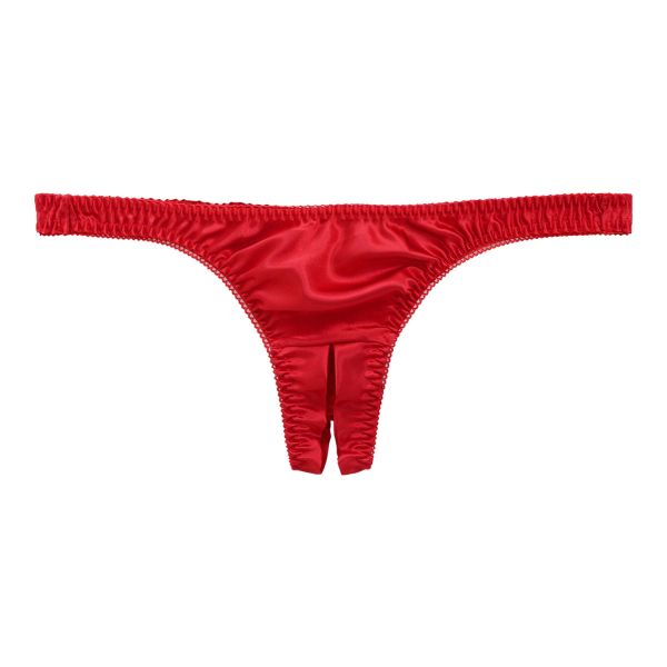 ラポーム La-Pomme サテン地 オープンクロッチ Tバック ショーツ レディース 日本製 股割れ セクシー 単品