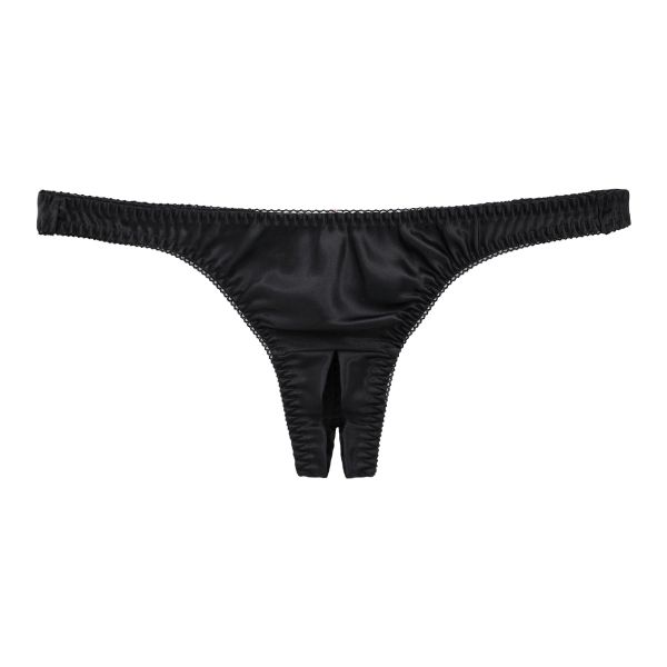 ラポーム La-Pomme サテン地 オープンクロッチ Tバック ショーツ レディース 日本製 股割れ セクシー 単品