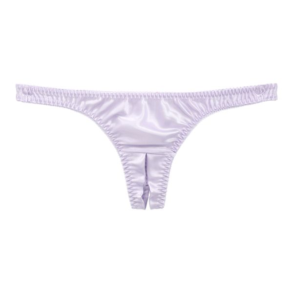 ラポーム La-Pomme サテン地 オープンクロッチ Tバック ショーツ レディース 日本製 股割れ セクシー 単品