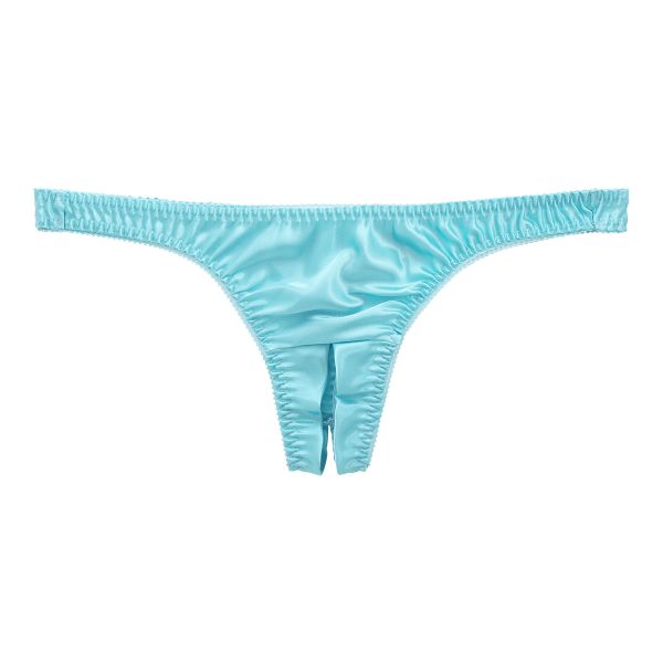 ラポーム La-Pomme サテン地 オープンクロッチ Tバック ショーツ レディース 日本製 股割れ セクシー 単品