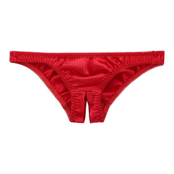 ラポーム La-Pomme サテン地 オープンクロッチ フルバック ショーツ レディース 日本製 股割れ セクシー 単品