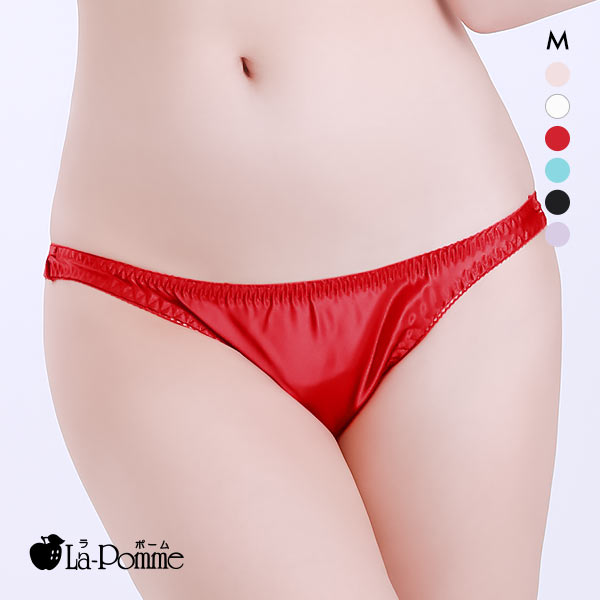 ラポーム La-Pomme サテン地 オープンクロッチ フルバック ショーツ レディース 日本製 股割れ セクシー 単品