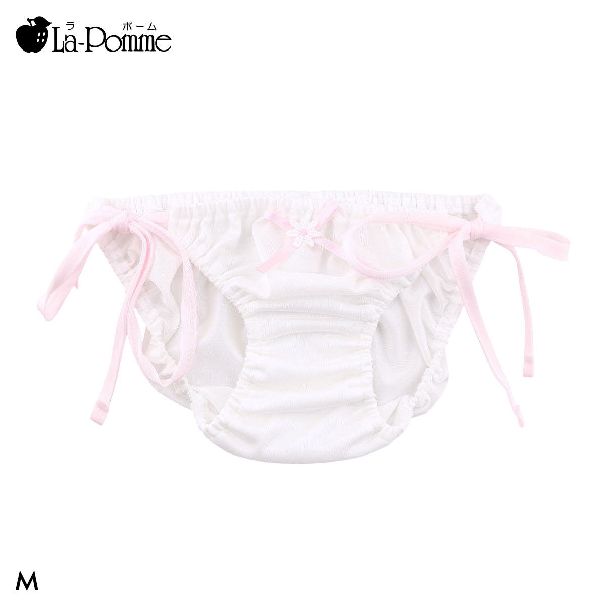 ラポーム by petite mignon ソアリス 横ヒモ インゴム スキャンティ フルバック ショーツ レディース 紐パン La-Pomme(PI-ピンク-M)