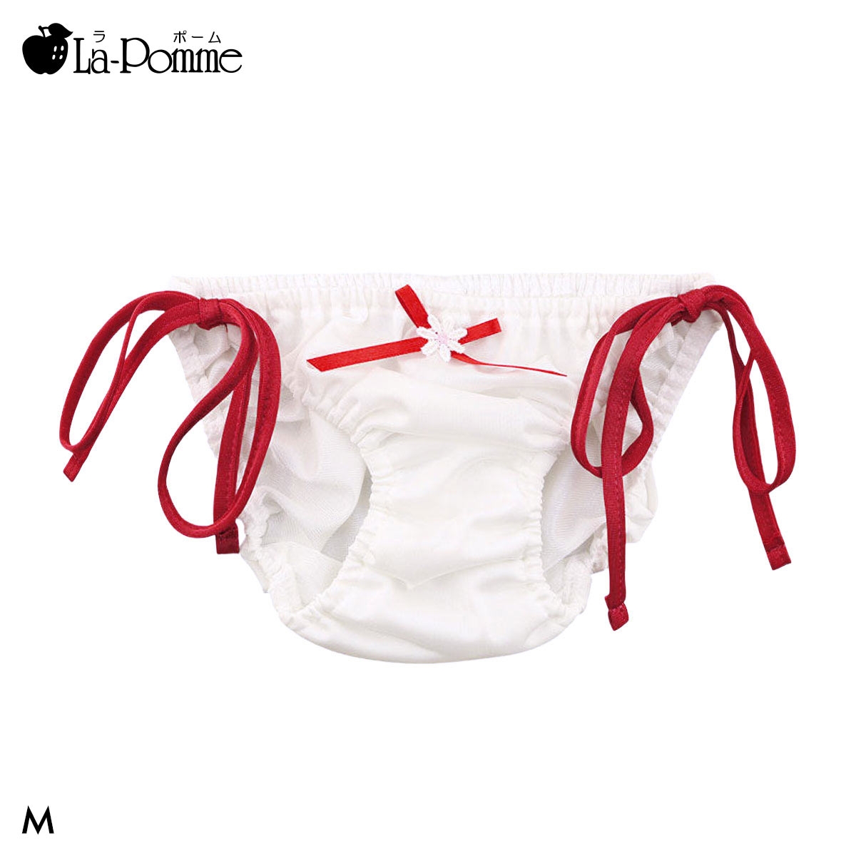 ラポーム by petite mignon ソアリス 横ヒモ インゴム スキャンティ フルバック ショーツ レディース 紐パン La-Pomme(RE-レッド-M)