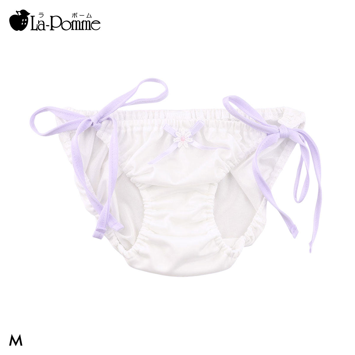 ラポーム by petite mignon ソアリス 横ヒモ インゴム スキャンティ フルバック ショーツ レディース 紐パン La-Pomme(PU-パープル-M)