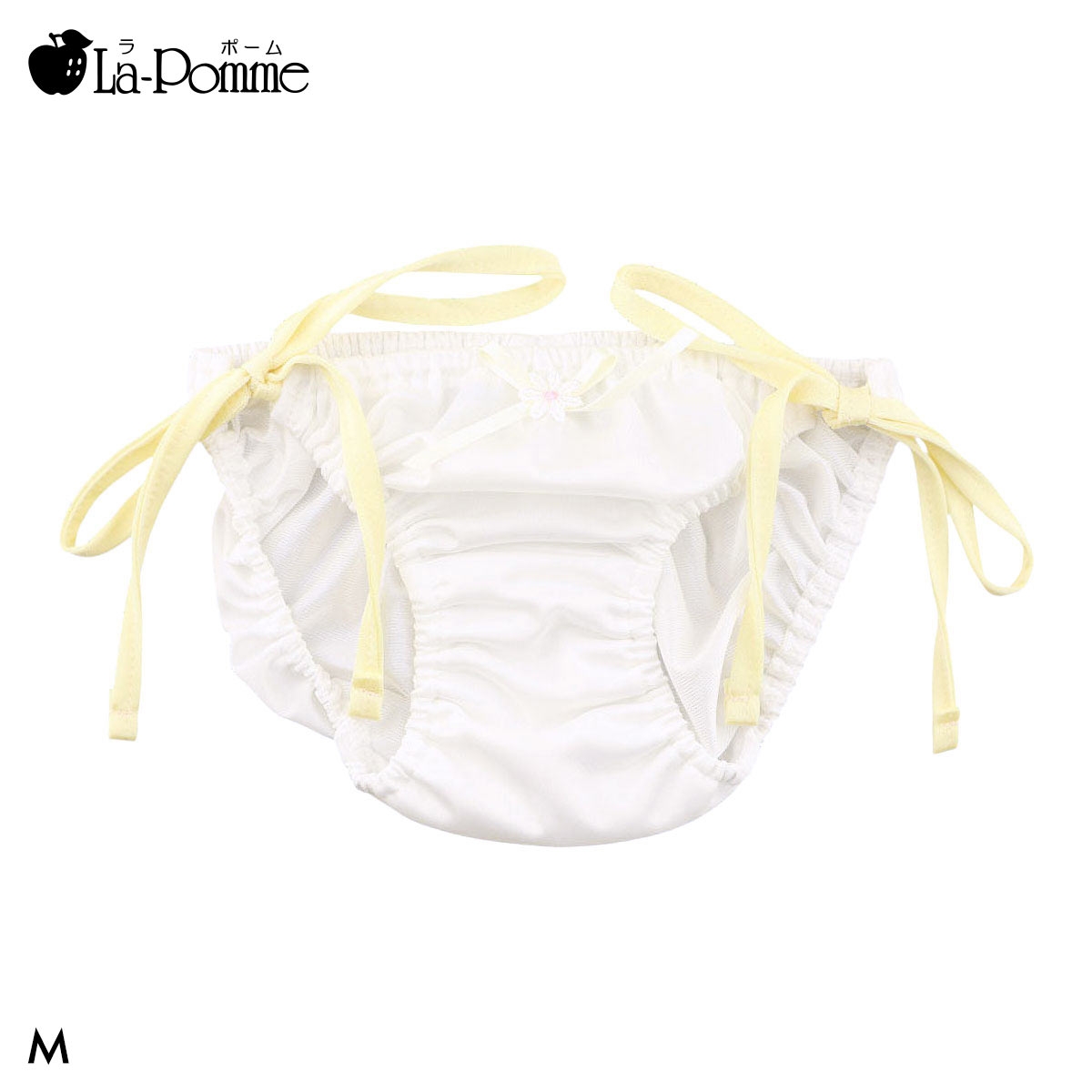 ラポーム by petite mignon ソアリス 横ヒモ インゴム スキャンティ フルバック ショーツ レディース 紐パン La-Pomme(YE-イエロー-M)